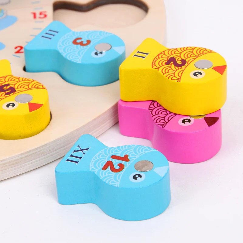 Nuevos niños aprendiendo y educación reloj de madera juguete juego de pesca Nixie reloj números tiempo divertidos Gadgets juguetes interesantes regalos