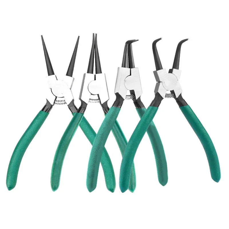 Portátil Circlip Snap Ring Alicate Interno Externo Curvo Ponta Reta Ferramentas Profissionais 7
