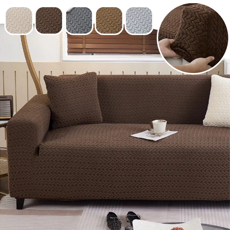

Jacquard Elastic Sofa Cover Pet Friendly Stretch Washable Non-Slip Couch Protector for Living Room L Shape 1/2/3/4 Seater Decor