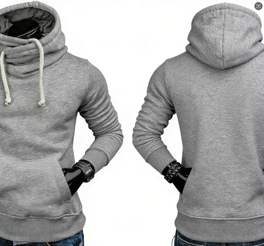 Men's Solid Color Horn Embroidered Sweatshirt Fashionable Simple Pullover Hoodie Versatile Street Retro Trendy Men's Sweatshirt