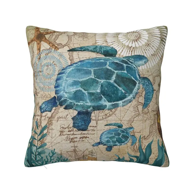 Custom Ocean Sea Turtle Throw Pillow Case 40*40cm Home Decoration Cushion Cover Soft Polyester Pillowcase Double-sided Printing