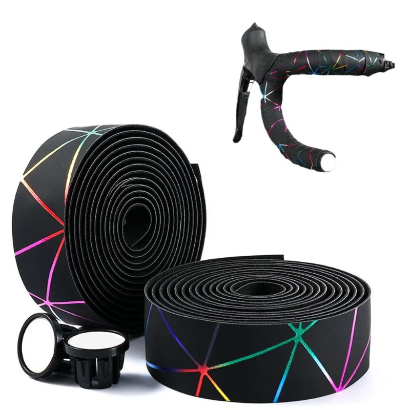 

2Pcs Bike Handlebar Tape Colorful Lines Handle Bar Tape Anti Slip Cycling Handle Wraps Road Bike Handlebar Tape