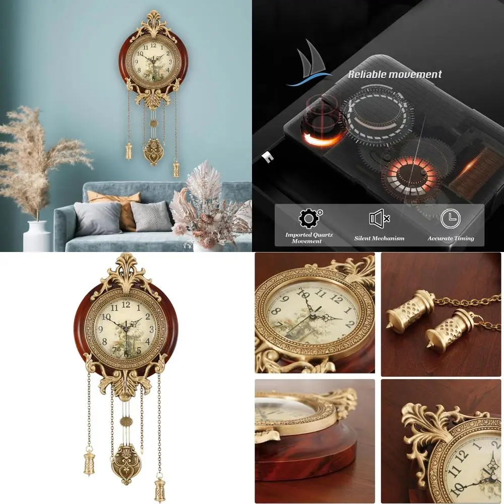 

Dia 9-inch Retro Style Vintage Wood Indoor Wall Clock with Swinging Pendulum (Requires 2 AA Batteries for Clock Hands and Pendul