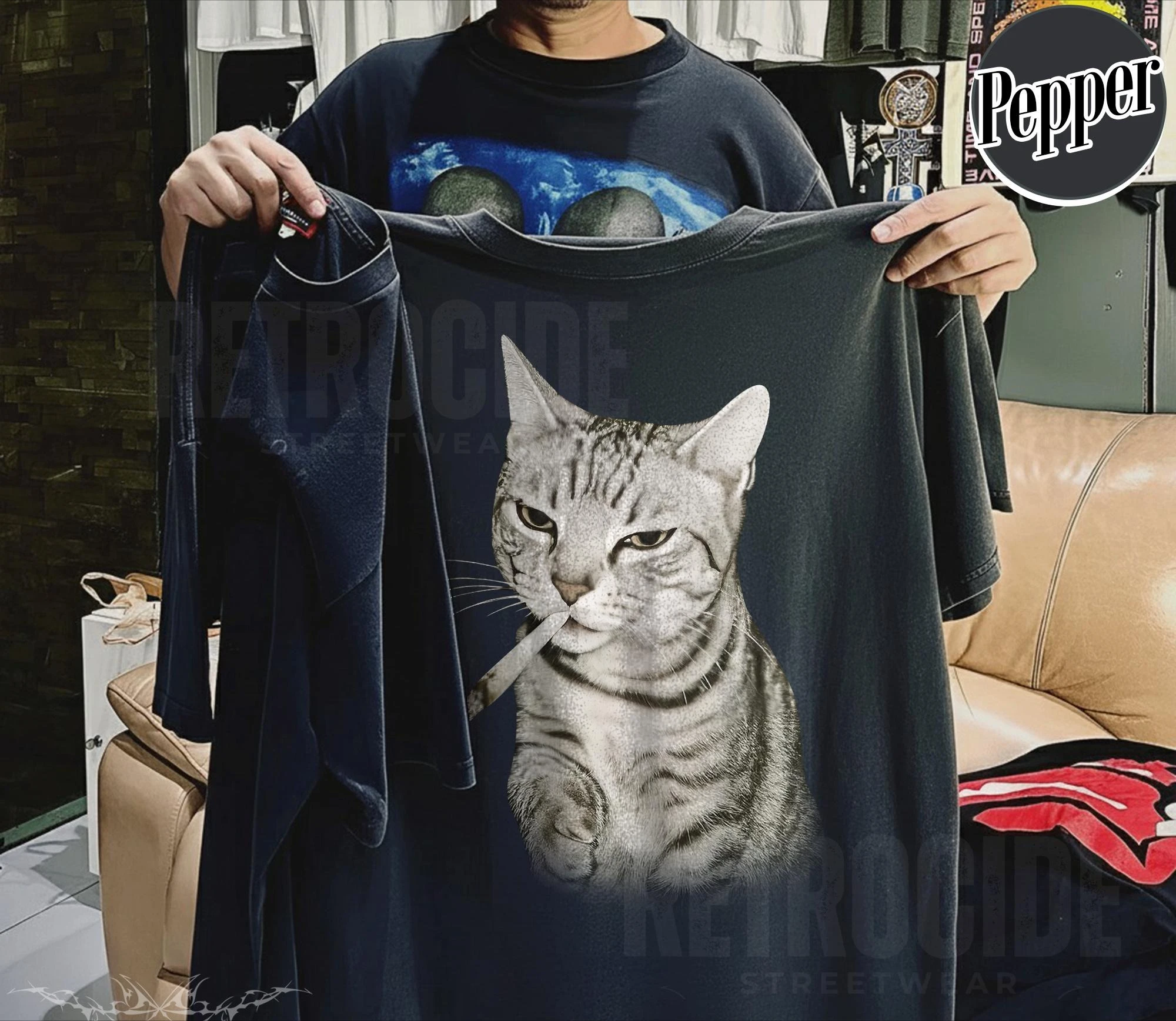 Vintage Smoking Cat Meme Shirt,Cigarette Cat Shirt,Stupid Brainrot Cat Tee,Gen Z Joke Shirt,Cat Lover Gift,Funny Kitty Tee,Cool