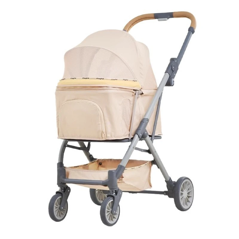 Small and Medium Pet Cart Out Integrated Lightweight One-click Folding High Carbon Steel Cat and Dog Cart