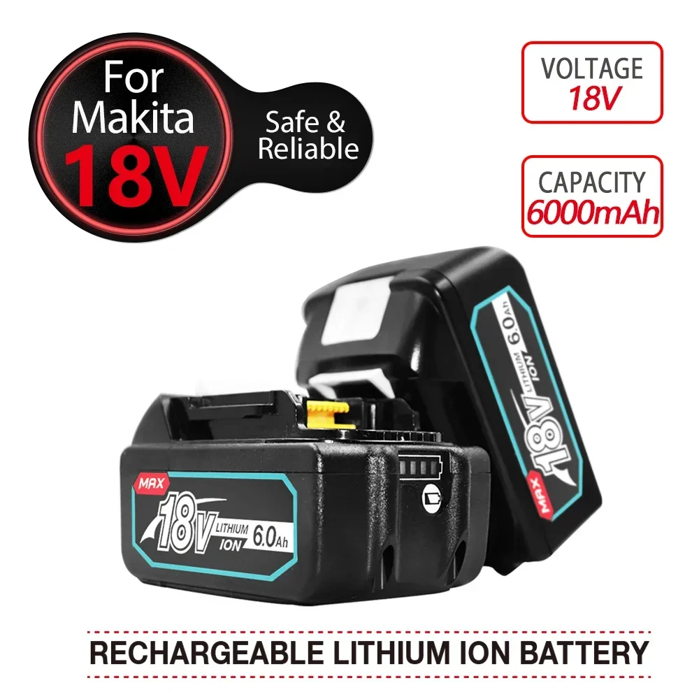 Imagem -02 - Bateria Recarregável com Carregador Lcd Íon de Lítio para Makita 18 v 8000mah 6ah Bl1815 Bl1850 Bl1830 Bl1860 Lxt400 Novo