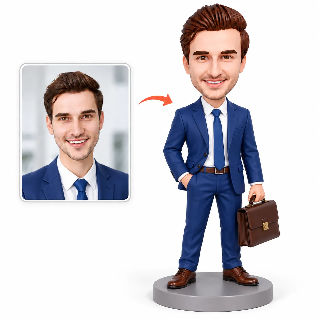 Custom Bobblehead Businessman from Photo, Personalized Office Gift