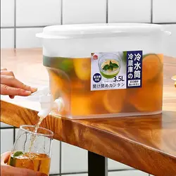 Cold Water Kettle 3.5/5L with Tap Water Jug Lemonade Container Drink Dispenser for Refrigerator Beverage Dispenser Water Bucket