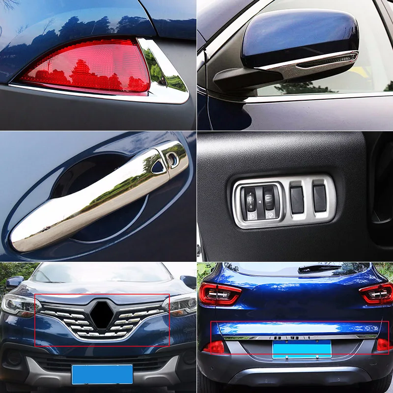 For Renault Kadjar 2015 2016 2017 2018 Chrome Rear Trunk Fog Light Lamp Cover Side Mirror Trim Molding Car Styling Accessories