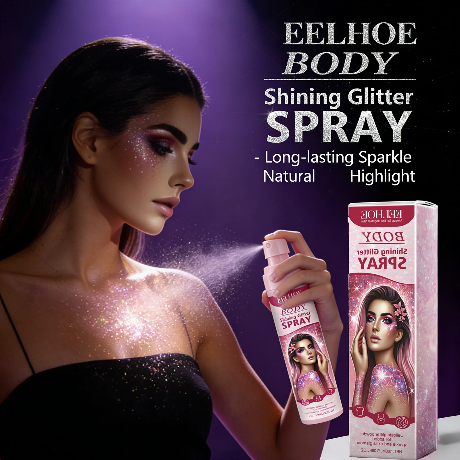 Makeup Glitter Spray Instantly Enhancing Radiance Emit Charming Radiance Quick Drying Brightening Waterproof Party Glitter Spray
