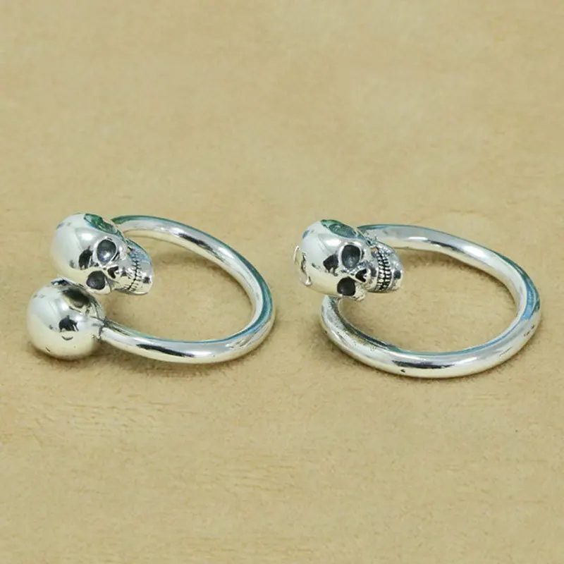 Non mainstream fashion personality pure silver living skull head Korean version ring opening creative Korean version ring for me