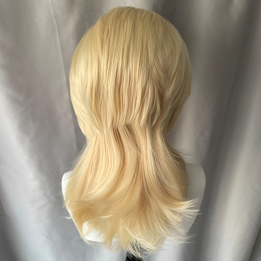 613 ブロンド 13 × 4 合成レースフロントウィッグ女性のための肩の長さのボラコスプレウィッグ男性のためのハーフハンドタイドグルーレスナチュラル