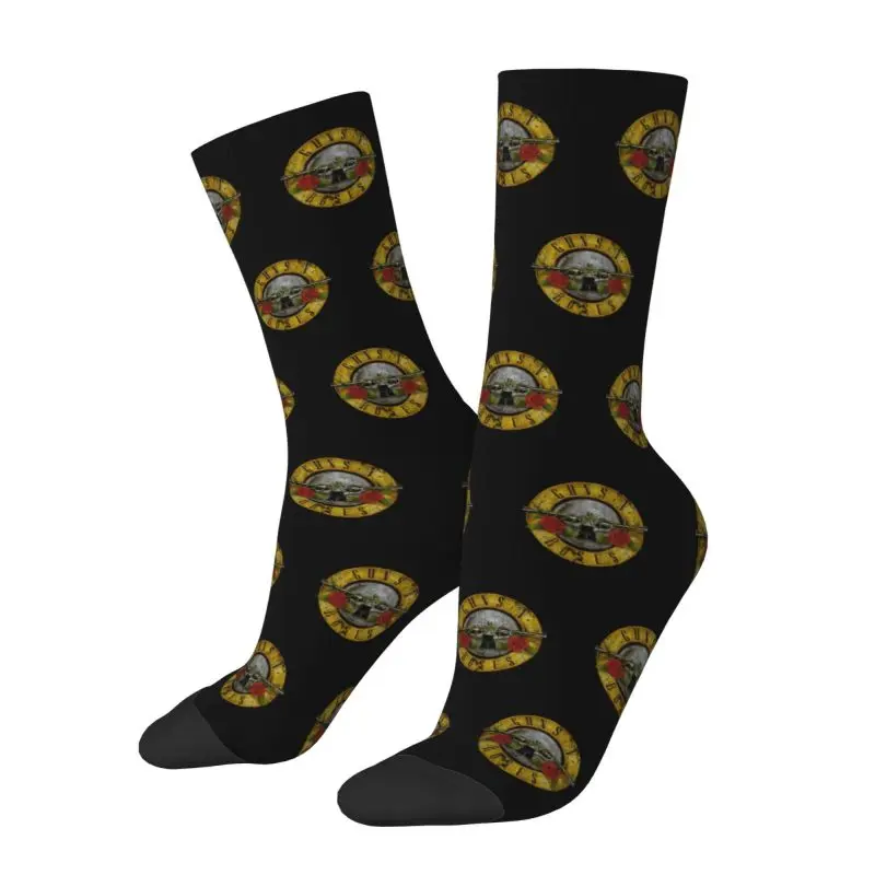 Custom Guns N Roses Bullet Logo Men Women Crew Socks Unisex Cool Heavy Metal Spring Summer Autumn Winter Dress Socks