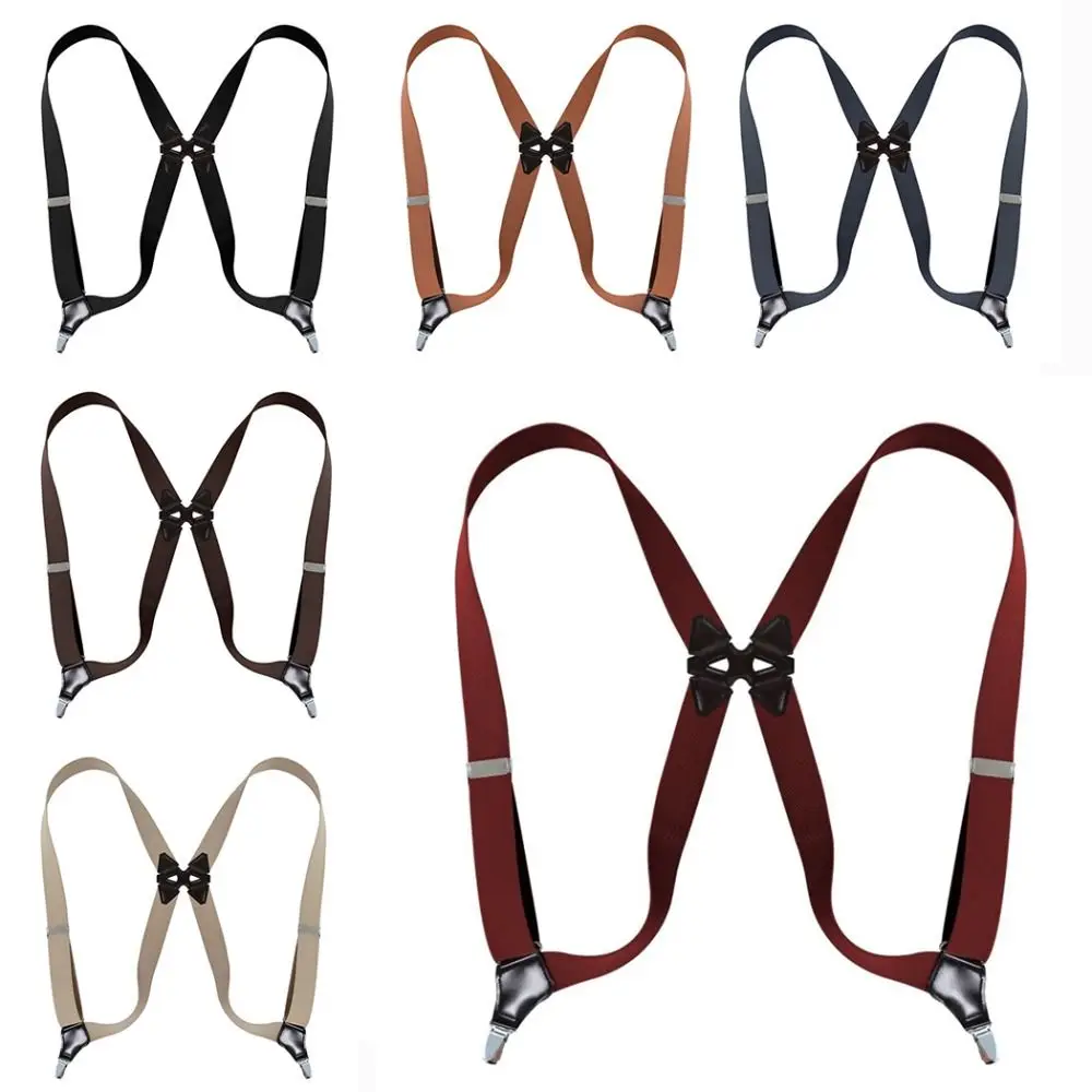 Adjustable Men's Suspenders Braces X Shape 3.5cm Wide Braces Suspenders Elastic Braces 2 Clips Trouser Straps Belt Wedding Party