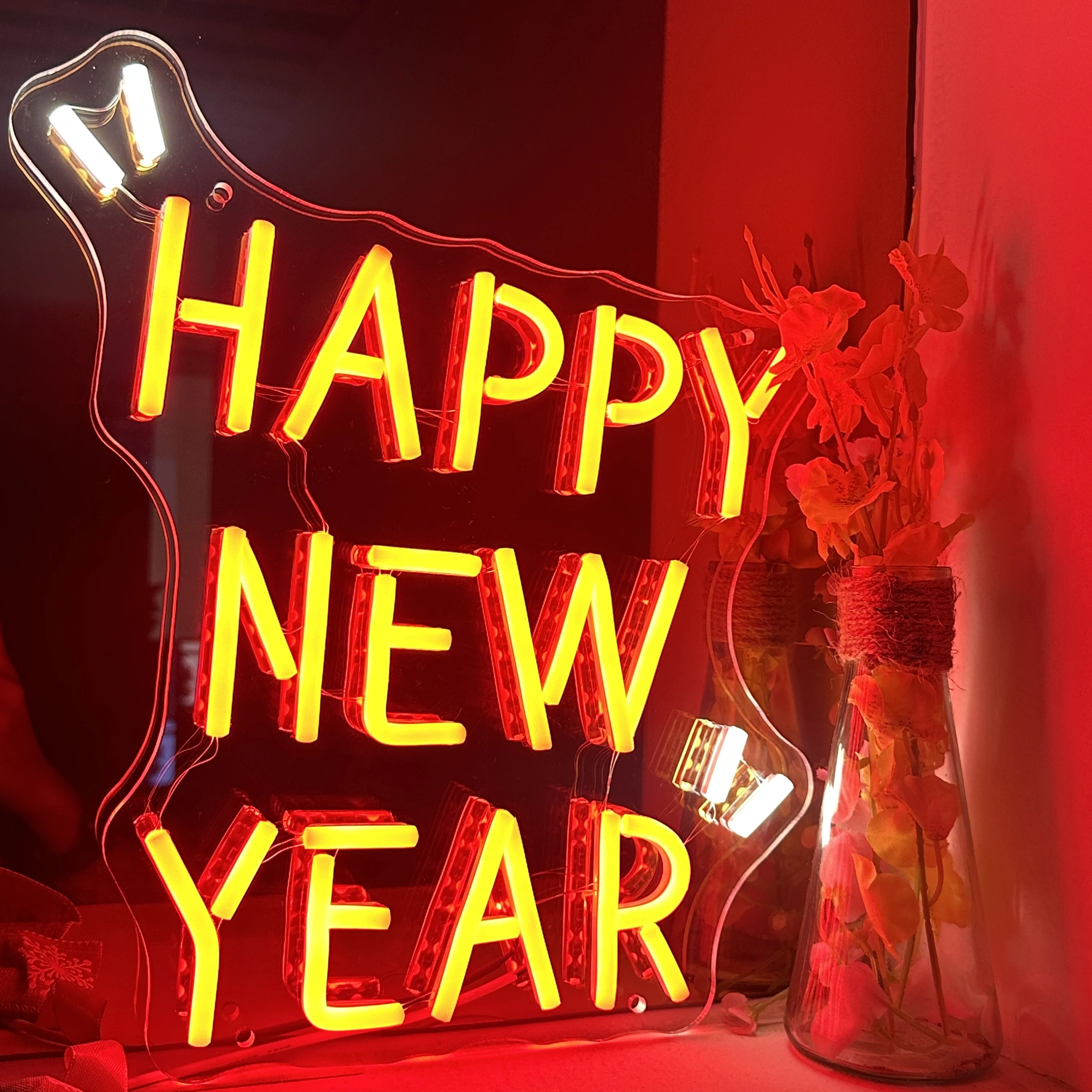 

custom happy new year neon sign acrylic led neon sign for home decoration christmas gift