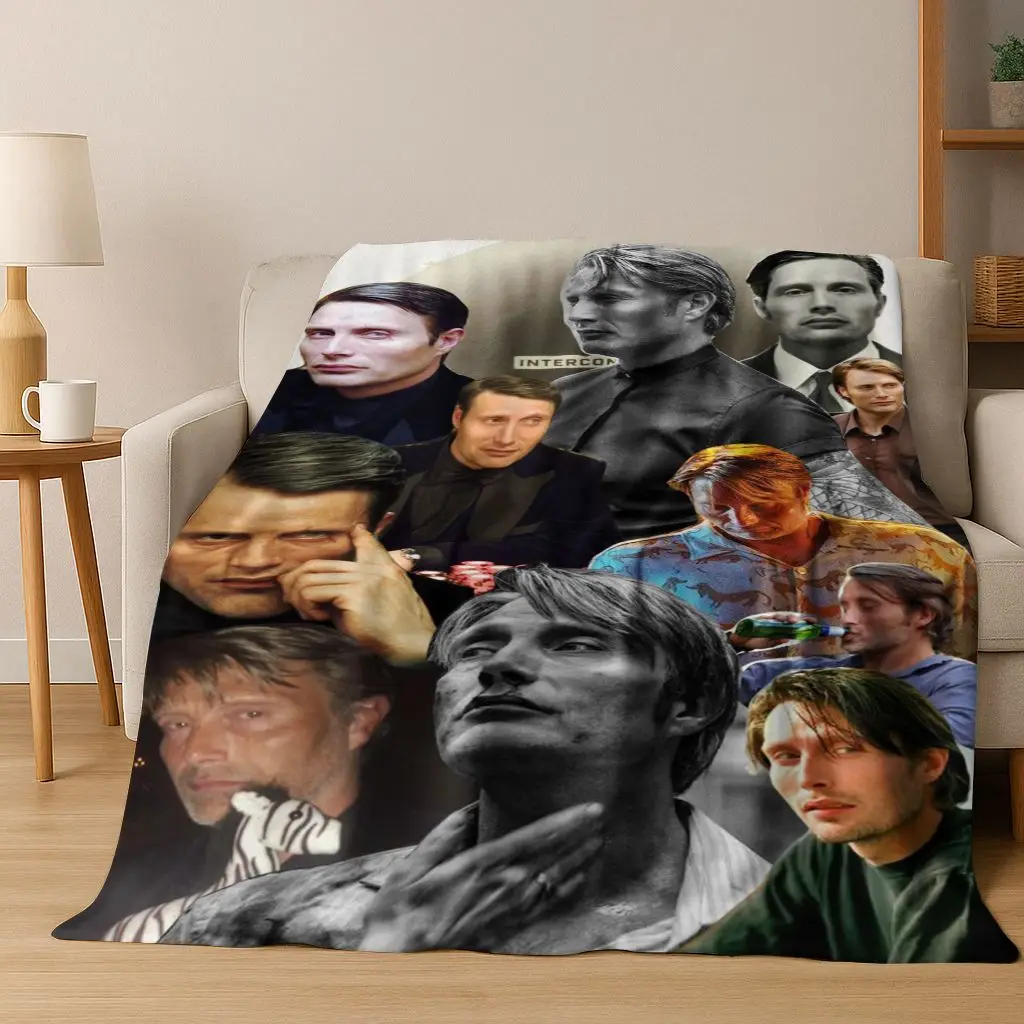 26 Style Mads Mikkelsen Sexy Man Art Flannel Blanket,Cozy Soft Throw Blanket for Home Bedroom Bed Sofa Picnic Cover Gift Kids - view 6