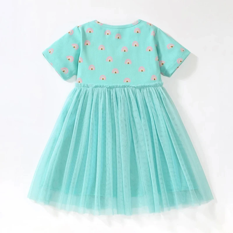 Little maven Summer Children Clothing Cute Princess Mesh Girly Clothes Vestidos Baby Girls Cartoon Rainbow Print Kids Dresses