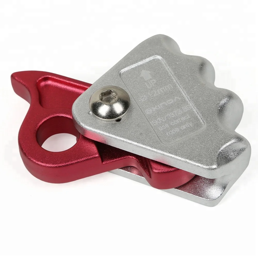 XINDA Wholesale Red&Silver Durable Aluminium Alloy Safety Rope Grab Fall Protection for Outdoor Climbing & Mountaineering