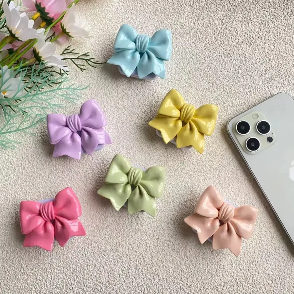 ที่วางโทรศัพท์กระจกน่ารักแบบพกพาดอกไม้ Bowknot Lazy Bracket Y2K แฟชั่นที่จับโทรศัพท์ปรับขนาดได้