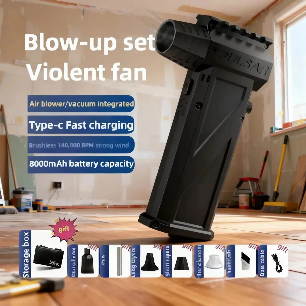 

2026 New Violent blower fan X3pro Turbojet fan handheld convenient brushless motor 140000RPM wind speed 62m/s Type-C charging