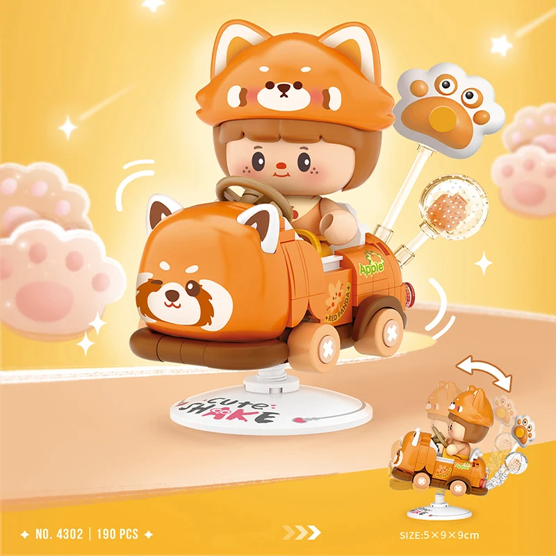 ใหม่น่ารักสัตว์เลี้ยงรถโยกชุดบล็อกอาคารอนุภาคขนาดเล็กประกอบของเล่นเด็กรถจอแสดงผลคริสต์มาสของขวัญ