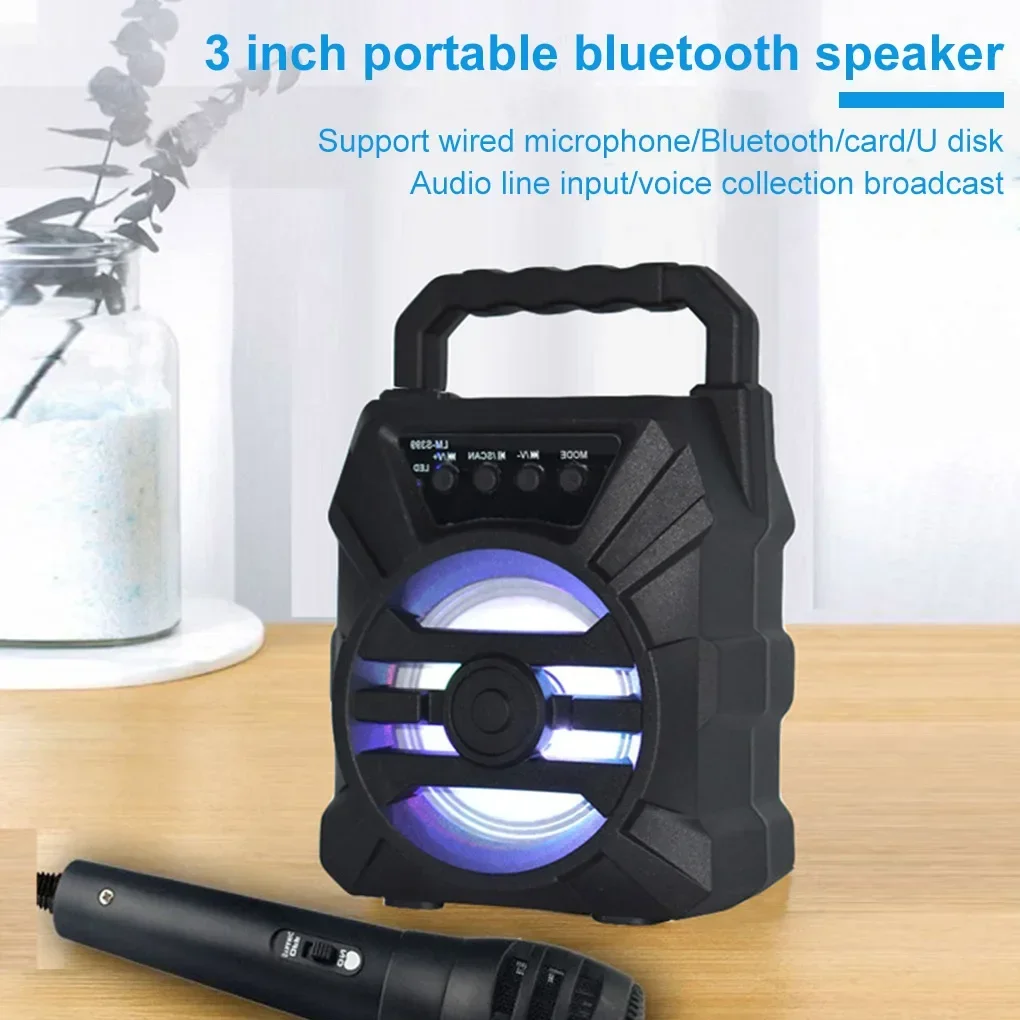 Haut-parleur Bluetooth portable avec lumière LED, haut-parleurs pour touristes, super volume, audio extérieur et domestique, phtaline carrée, 500mAh