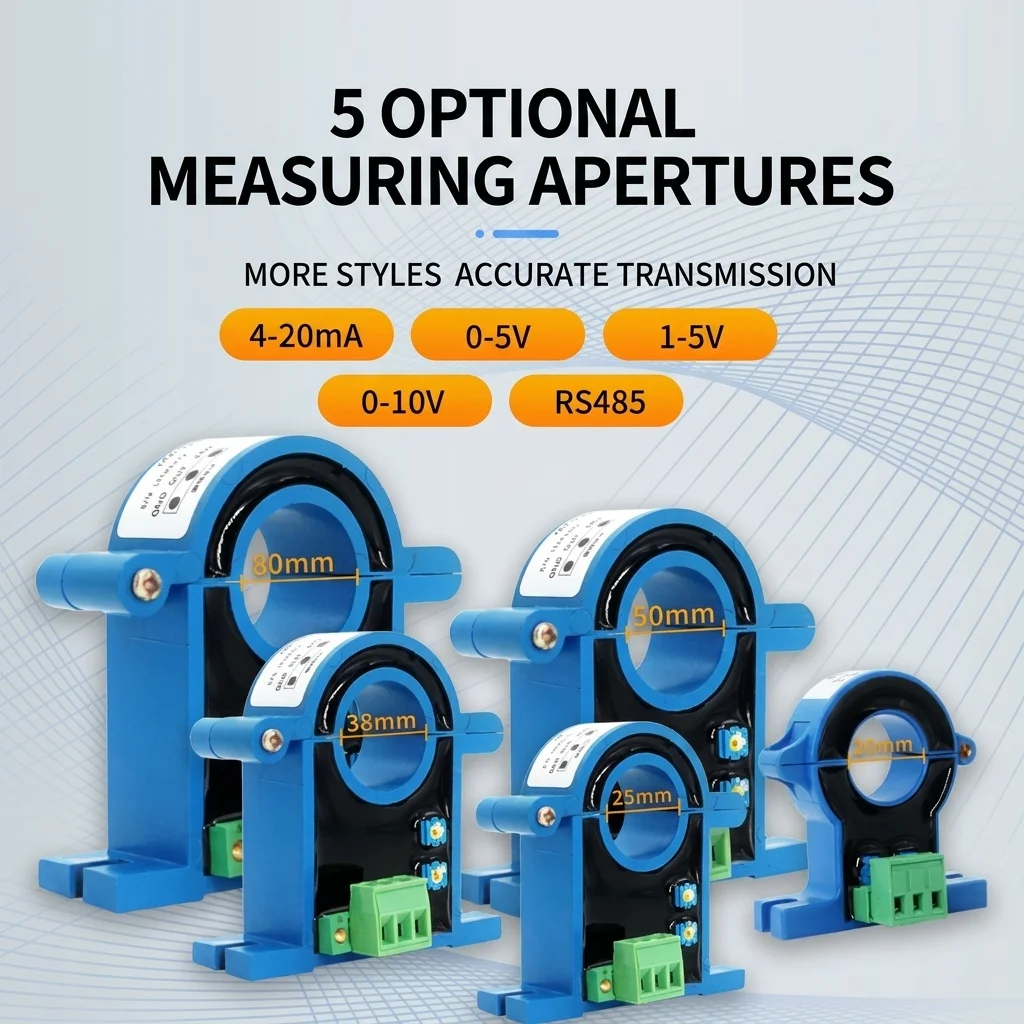 Current Transmitter 4-20MA 0-10V RS485 Current Sensor Hall Current Transducer 0-200A 0-500A Current Transducer Transmitter