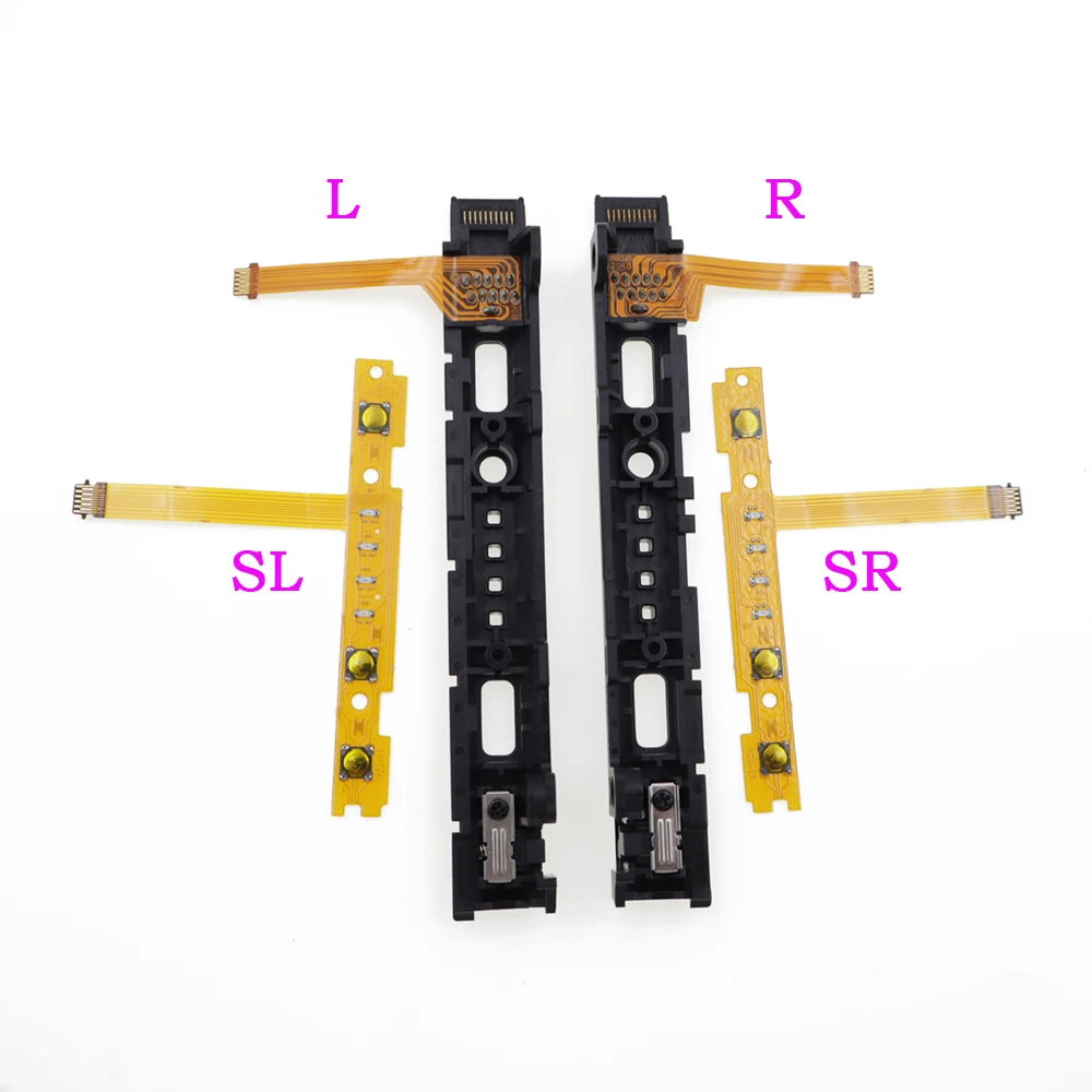 1PC Replacement LR Slide Left Right Slider Rail with SL SR Flex Cable For Switch NS Joy-Con JoyCon +L R Conductive Rubber Pads