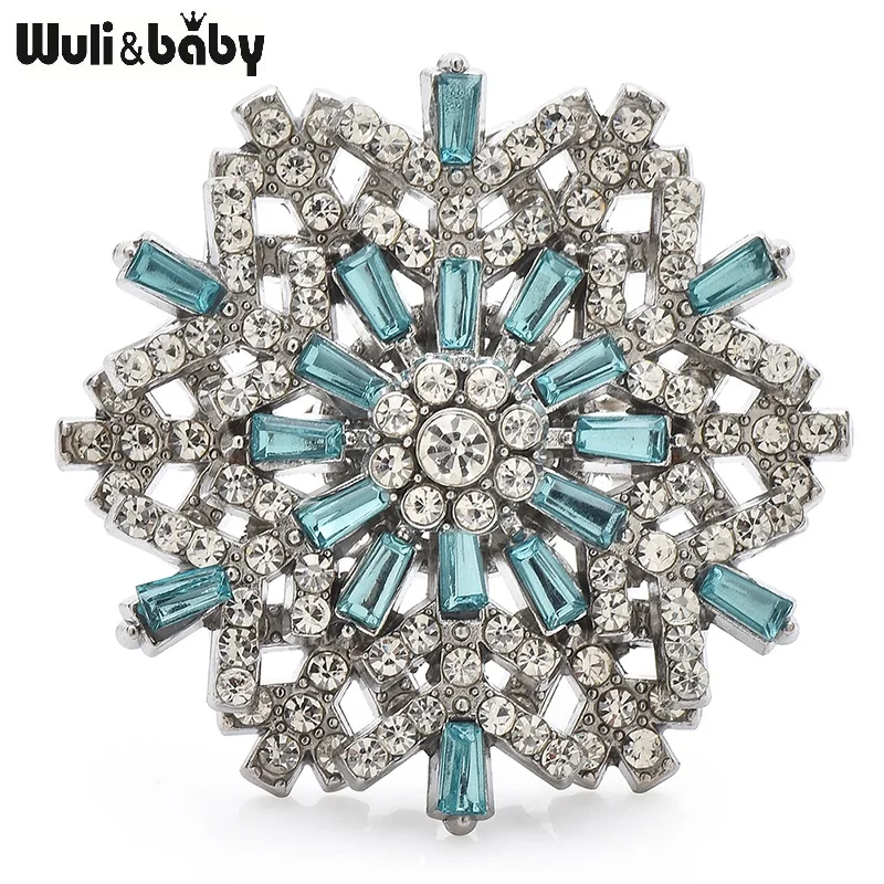 Wuli&baby New Christmas Snowflake Brooches Pins For Women Unisex 6-color Winter Flowers New Year Party Brooch Gifts