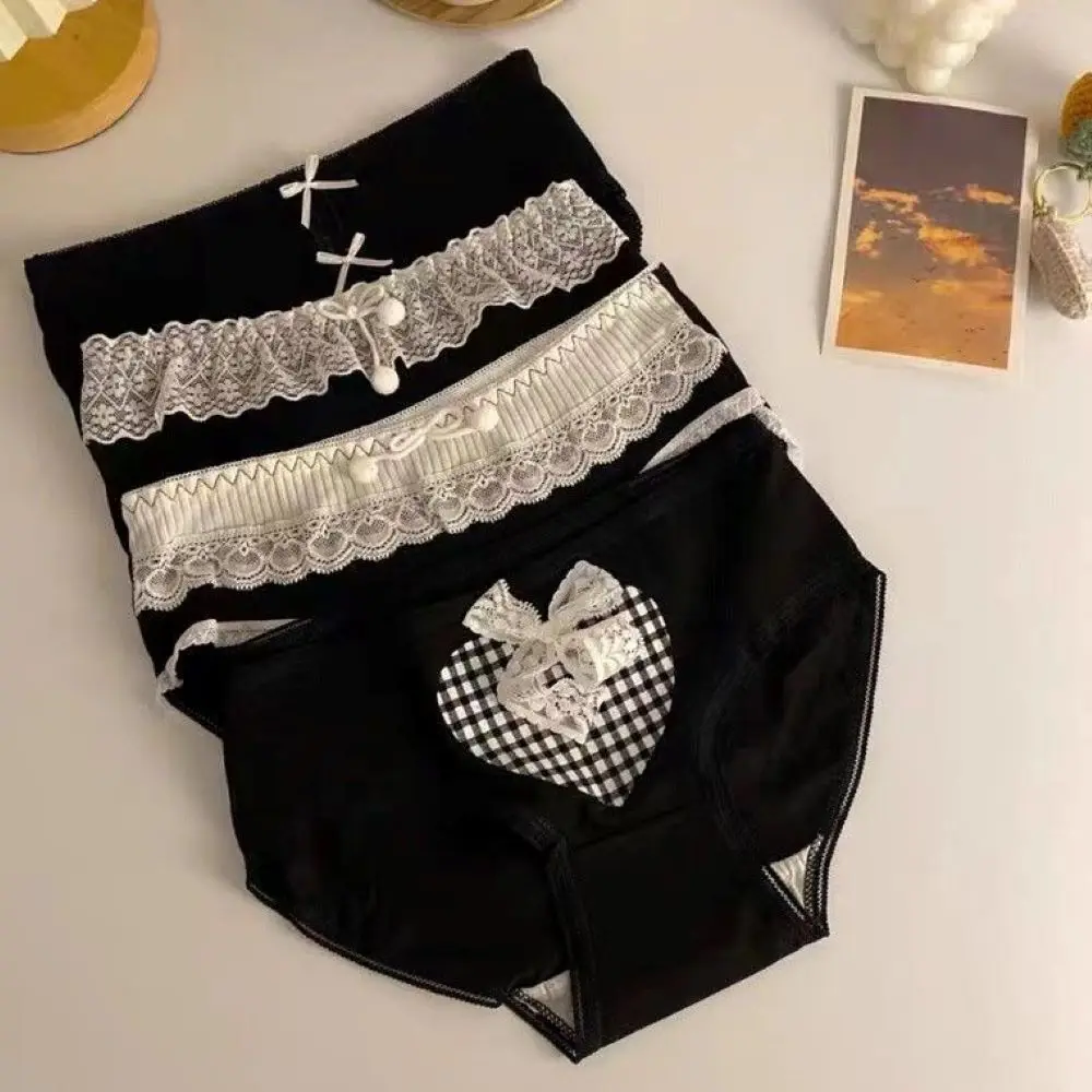 

【2 шт.】черное женское нижнее белье, нижнее белье в японском стиле, аксессуары y2k, нижнее белье JK, сексуальные женские трусы Kawaii, кружево с бантом