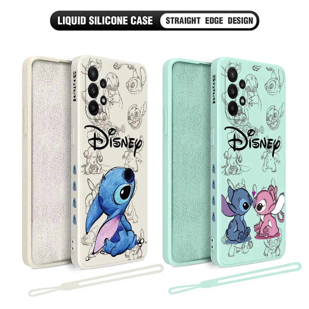 Cartoon Stitch Case for Samsung Galaxy S24 S23 S22 S21 S20 S10 Note 20 10 Lite Ultra Plus FE 4G 5G Cover with Hand Strap