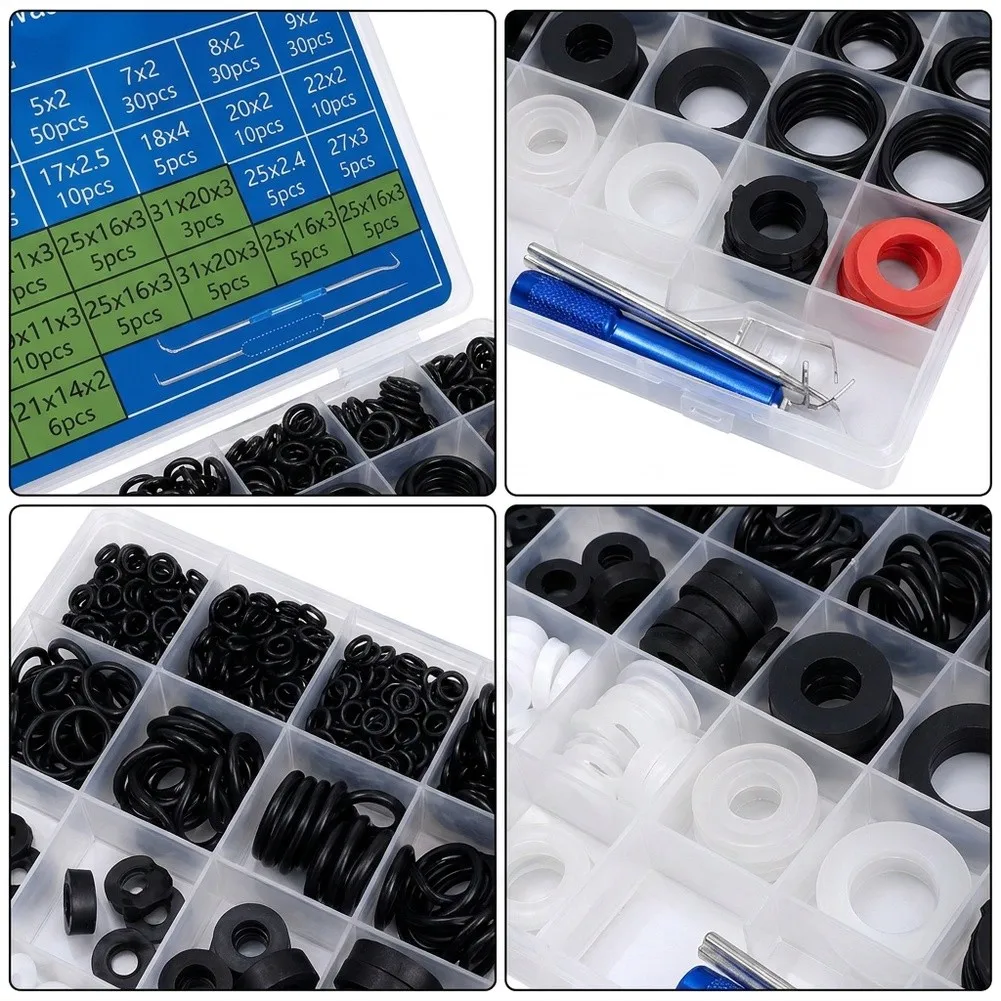 1000pcs Car O-ring Kit 23*16*2.2cm Rubber Silicone O-rings And Washersin 36 Different Sizes Assortment With Removal Tool