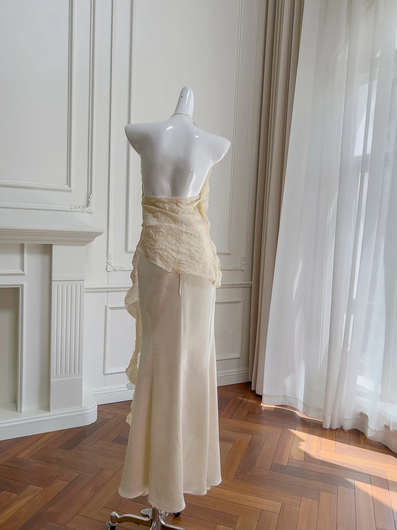 Ele Sexy Bal Neline Satin Fi Tail f jupe tenue de vacances taille haute a-ligne longue Dr Faionable fermeture éclair Sle