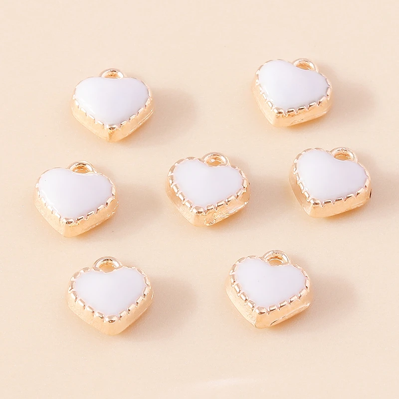 30 Stück 7 x 8 mm niedliche Mini-Emaille-Liebes-Herz-Charms-Anhänger für Schmuckherstellung, Tropfen-Ohrringe, Halsketten, Armbänder, DIY-Bastelbedarf – Detail 9