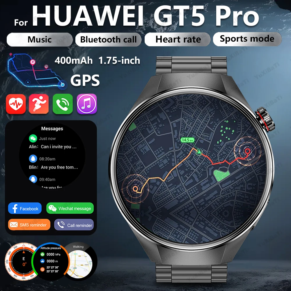 

Смарт-часы для Huawei Xiaomi с GPS Track для мужчин и женщин, 1,75-дюймовый HD AMOLED-экран, компас, спортивные Bluetooth-вызовы, умные часы, новинка 2025 года