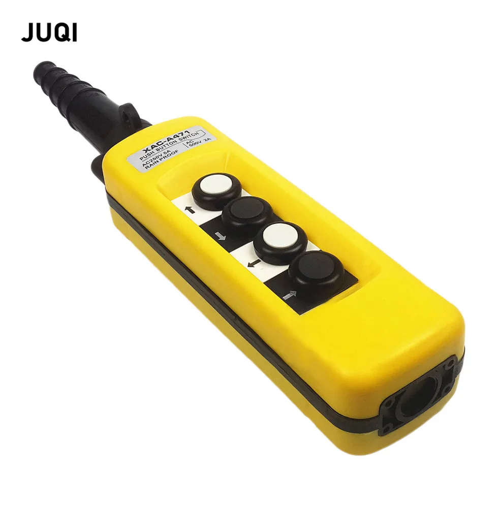 1Pcs XAC-A471 Rain Proof Travel Button Crane Control Switch Chain Hoist Lifting Controller Pendant 4 Buttons Yellow
