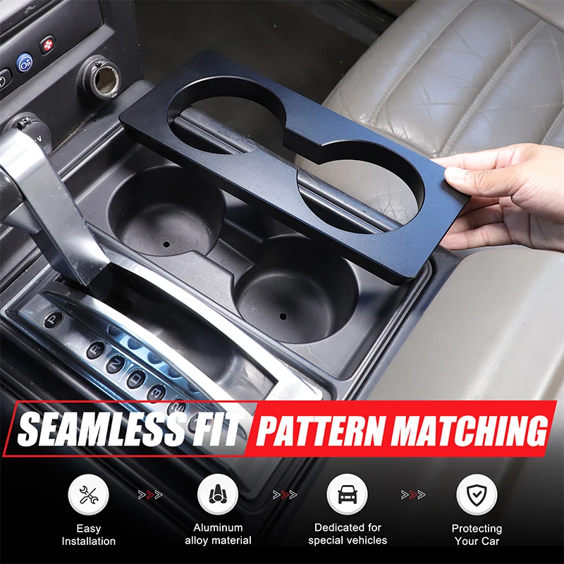 

For Hummer H2 2003-2007 water cup holder heightening pad Car water cup heightening accessories Aluminum alloy Black 1pcs