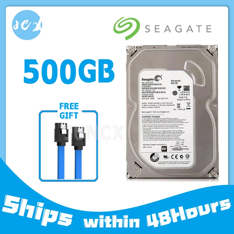 Seagate marca 500gb sata 3 gb/s-6 gb/s hdd 500g 8 mb/32 mb buffer desktop pc 3.5 \