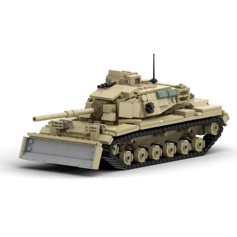 M60A1 Tank with Dozer Blocks, Classic Military Armored Vehicle Model, DIY Brick Toy for Military Collection & Home Decor Gift