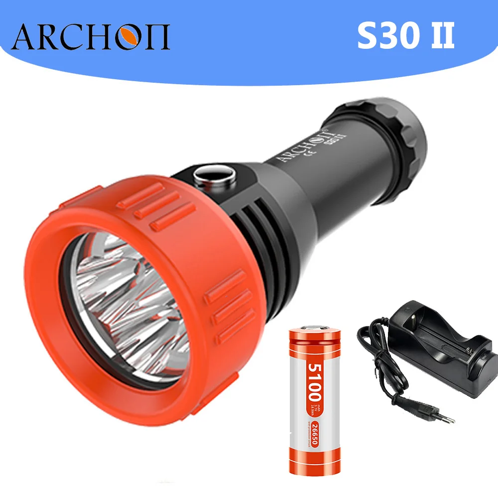 

ARCHON S30 3500 Lumen Diving Flashlight Diving Light Underwater 100m Diving Lighting Torch HD Video Fill light Dive Lamp