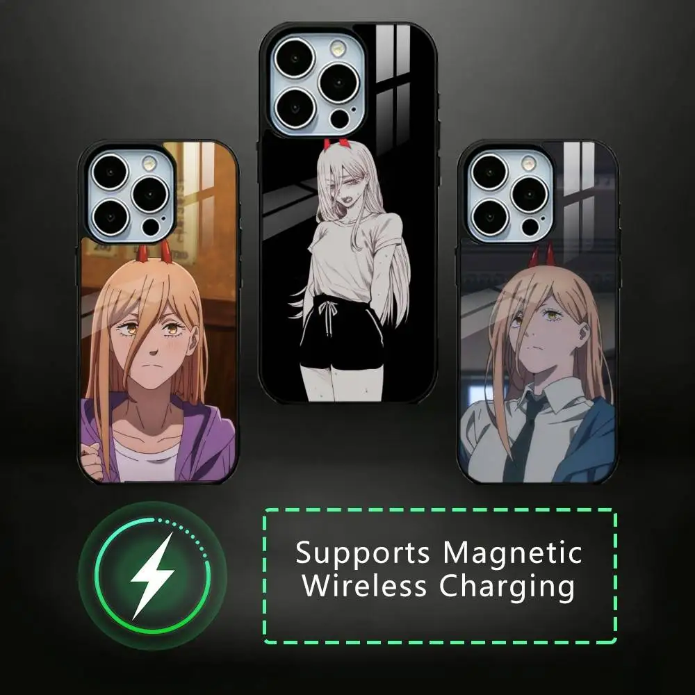 P-Power Chainsaw Man Phone Case For iPhone17,16,15,14,13,12,11 Plus,Pro Compatible with magnetic wireless charging