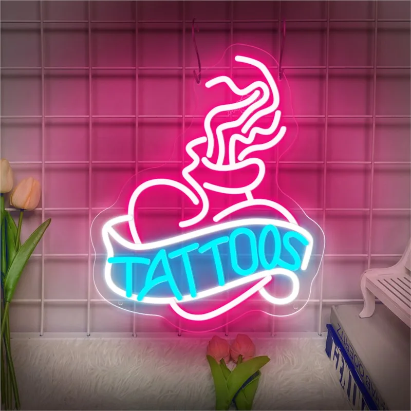 Tattoo Studio Neon Lights Dimmable LED Lights Beauty Salons Bars Manholes Neon Sign Tattoo Time Wall Decoration Led USB Switch