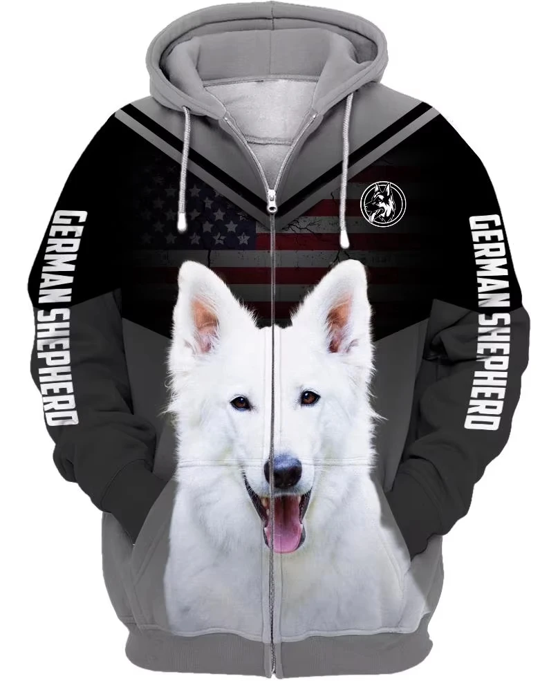 Dog Zipper Hoodies German Shepherd 3D Print Men Women Hooded Sweatshirts Oversized Harajuku Outdoor Tracksuit Coat Man Clothing