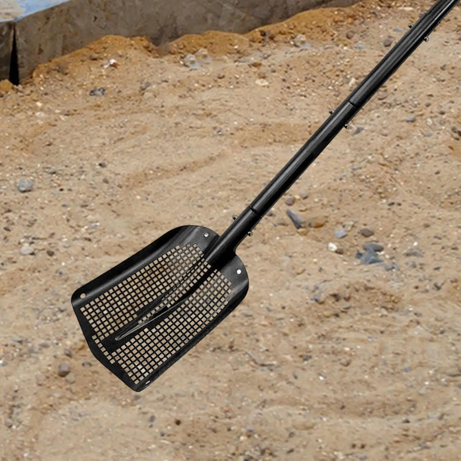 Aluminum Sifting Shovel with Mesh Filter Long Handle Sand Sieve Shovel for Garden Soil Rocks and Lawns
