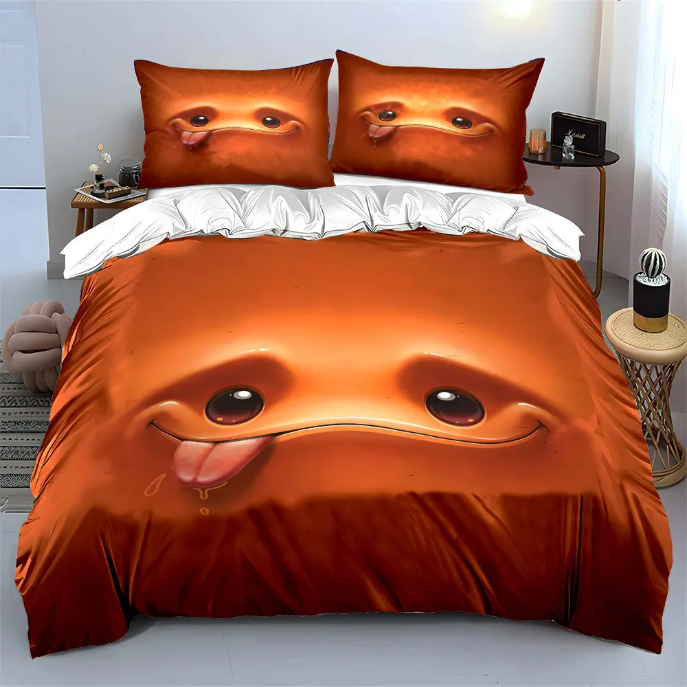 Cute Emoticon with an Orange Gradient Print Soft Comfortable Duvet Cover Bedding Set Included 1*Duvet Cover  2*Pillowcases