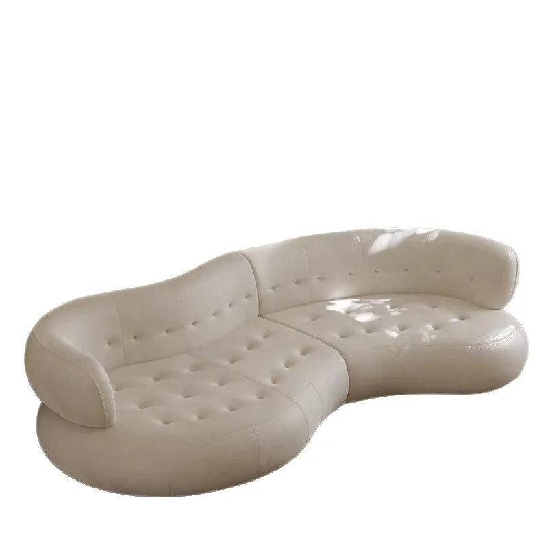 AA Modern  light luxury special-shaped sofa arc design living room matte leather fabric sofa