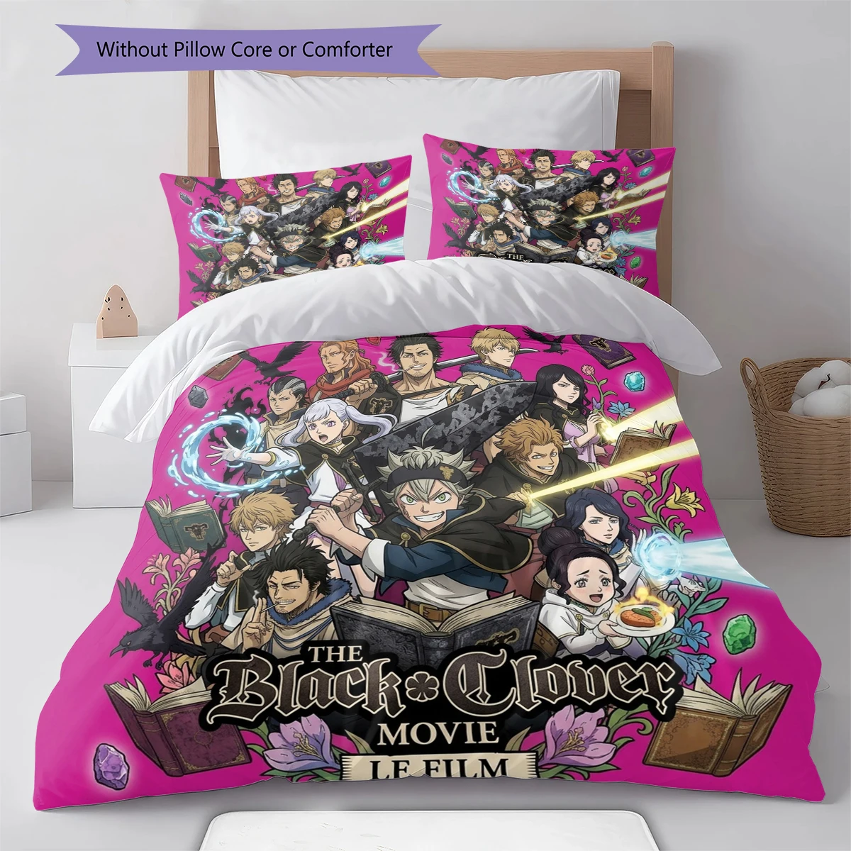 Black Clover Soft Comfortable Duvet Cover, Kids Bedding Set Gift,SizeMultiple Sizes -HE1