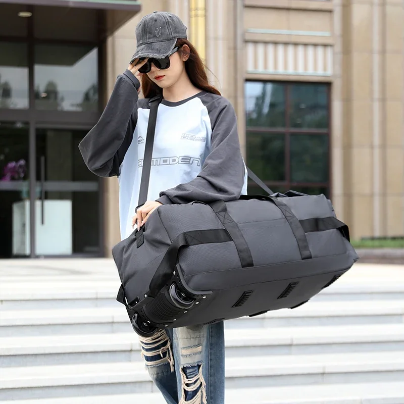 Large Size, Extra Large Capacity, Multifunctional Roller Travel Bag, Mountaineering Bag, Portable Long Figure Travel Backpack