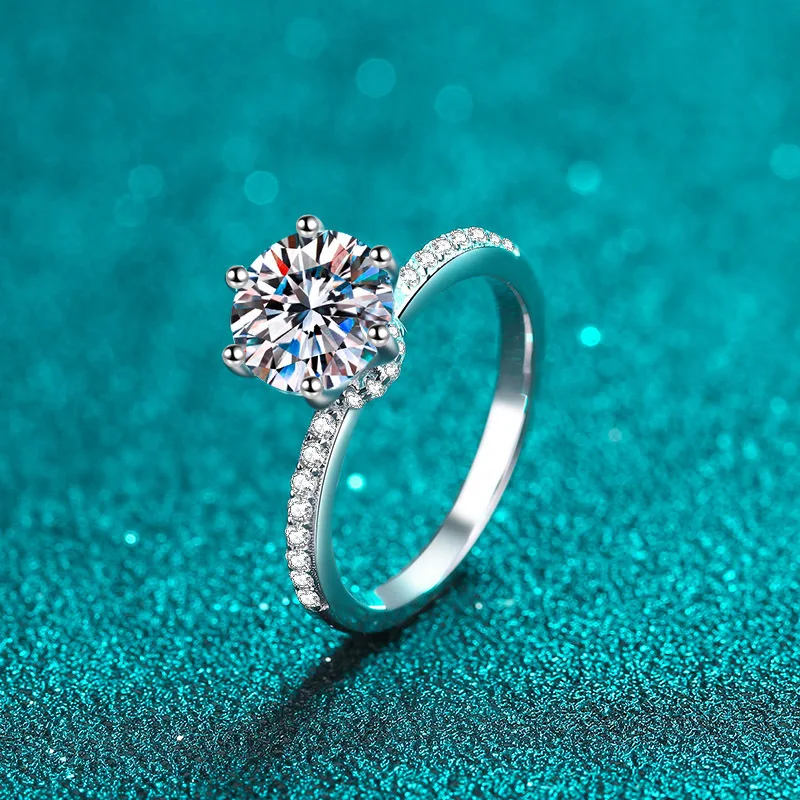 Vintage Classic Six-Claw Ring for Women, PT950 Platinum Base and 2 Carat Moissanite, combine six-claw craft and platinum texture