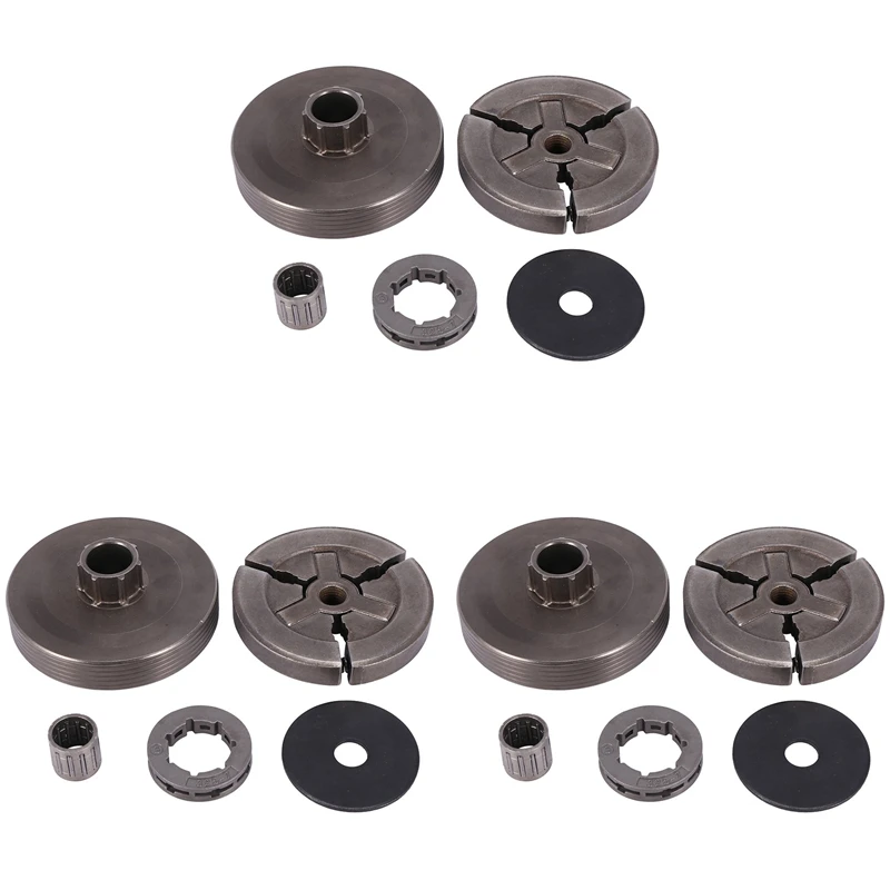 3X Clutch Drum & Clutch & Sprocket Rim & Needle Bearing Fit For Chinese Chainsaw 4500 5200 5800